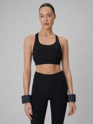 4F Biustonosz treningowy z niskim wsparciem damski - czarny XS. Czarne bielizna sportowa damska 4F, xs, bez wzorów, z gumy. Za 99.99 zł.
