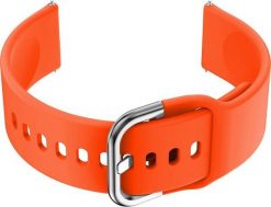 Pasek gumowy do smartwatch 18mm - pomarańczowy/srebrny. Brązowe zegarki smartwatch NoName, bez wzorów, z gumy. Za 20.14 zł.