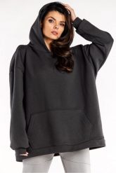 Bluza oversize z kapturem bawełniana grafit. Bluzy damskie Infinite You, l, bez wzorów, z bawełny, eleganckie, bez ramiączek, z kapturem. Za 259.00 zł.