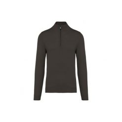 Sweter 1/4 zip Kariban. Szare swetry nierozpinane damskie KARIBAN, na zimę, bez wzorów, bez kołnierzyka, bez ramiączek. Za 211.50 zł.