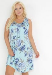 Jasnoniebieska Trapezowa Sukienka Midi w Kwiaty Lexani. Niebieskie sukienki damskie Born2be, na co dzień, l, bez wzorów, bez kołnierzyka, bez ramiączek, midi, trapezowe. Za 34.99 zł.