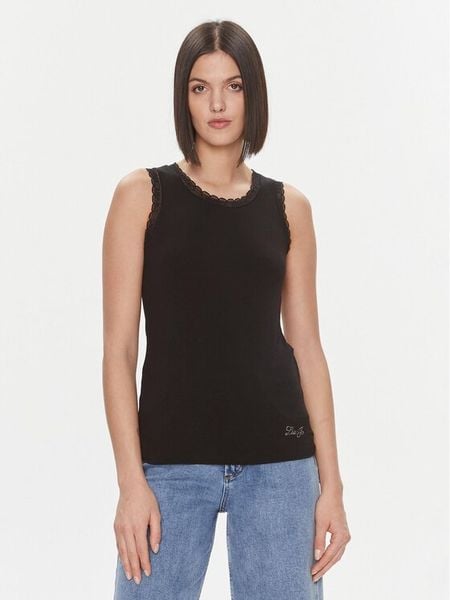 Liu Jo Top 5F3117 J5360 Czarny Regular Fit. Czarne topy damskie Liu Jo, xl, bez wzorów, z wiskozy, bez kołnierzyka, bez ramiączek. Za 339.99 zł.