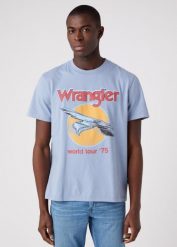 WRANGLER EAGLE TEE MĘSKA KOSZULKA T-SHIRT LOGO STONE WASH W70REEX4Q 112321259. T-shirty męskie Wrangler, m, bez wzorów, bez kołnierzyka, bez ramiączek. Za 69.99 zł.