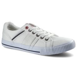 Białe Trampki Cross Jeans Męskie Wygodne Obuwie. Białe trampki męskie Cross Jeans, bez wzorów, z jeansu, casualowe, bez zapięcia. Za 99.99 zł.