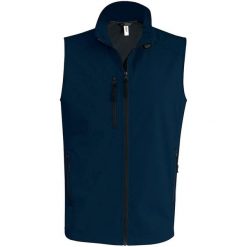 Kurtka puchowa bez rękawów Kariban Softshell. Niebieskie kurtki męskie KARIBAN, m, bez wzorów, z elastanu, eleganckie, bez kaptura. Za 193.50 zł.