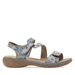 Sandały Rieker. Sandały damskie Rieker, bez wzorów, bez obcasa, na płaskiej podeszwie, bez zapięcia. Za 299.99 zł.