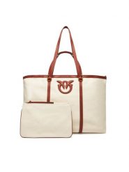 PINKO Torebka Miranda Shopper Extra PE 25 PLTT 104715 A2G2 Beżowy. Brązowe shopperki damskie Pinko, bez wzorów, z materiału, bez dodatków. Za 529.99 zł.