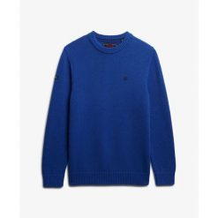 Sweter bawełniany preppy Superdry. Niebieskie swetry męskie Superdry, na zimę, m, bez wzorów, z bawełny, bez kołnierzyka, bez ramiączek. Za 321.30 zł.