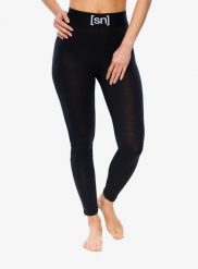 Legginsy termoaktywne damskie Super.natural Tundra175 Tight. Czarne legginsy damskie super.natural, bez wzorów, z materiału. Za 302.49 zł.