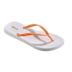 Beco Sunshine klapki damskie - biały/pomarańczowy. Białe klapki damskie 47 Brand, bez wzorów, bez obcasa, bez zapięcia. Za 197.99 zł.