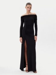 Eleh Sukienka wieczorowa ESS250129 Czarny Regular Fit. Czarne sukienki damskie Eleh, m, bez wzorów, z syntetyku, wizytowe, bez kołnierzyka, bez ramiączek. Za 299.99 zł.