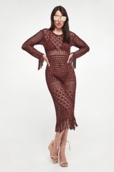 Sukienka dziergana TWINSET U&B. Sukienki damskie Twinset U&B, xs, bez wzorów, dziergany, bez kołnierzyka, bez ramiączek. W wyprzedaży za 622.30 zł.