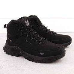 Wodoodporne buty trekkingowe męskie czarne Vanhorn 99302. Czarne trekkingi męskie Vanhorn, z materiału, bez zapięcia. Za 153.99 zł.