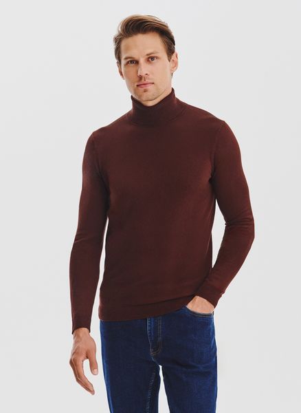 PAKO LORENTE - Brązowy gładki golf męski. Brązowe swetry męskie Pako Lorente, na jesień, m, bez wzorów, z bawełny, bez kołnierzyka, bez ramiączek. Za 169.99 zł.