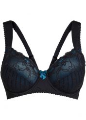 Biustonosz minimizer z wyściełanymi ramiączkami. Czarne biustonosze bonprix, bez wzorów, z koronki. Za 77.99 zł.