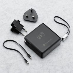 Wielofunkcyjna ładowarka Forcell F-Energy 6w1 USB A + USB C PD 45W + power bank 15000 mAh + ładowanie bezprzewodowe 15W czarna. Czarne powerbanki ForCell. Za 141.38 zł.