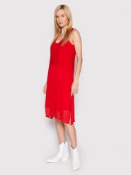 DKNY Sukienka letnia P22DAEJR Czerwony Regular Fit. Czerwone sukienki damskie DKNY, na lato, xs, bez wzorów, z syntetyku, bez kołnierzyka, bez ramiączek. Za 419.99 zł.