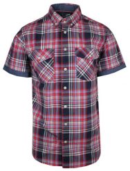 Koszula Męska Bawełniana, Granatowo-Czerwona w Kratkę Casualowa, Krótki Rękaw -PAKO JEANS. Czerwone koszule męskie Pako Jeans, l, bez wzorów, z bawełny, casualowe, bez kołnierzyka, bez ramiączek. Za 165.00 zł.