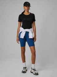 4F Legginsy kolarki z prążkowanej dzianiny damskie - turkusowe L. Niebieskie legginsy damskie 4F, bez wzorów, z dzianiny. Za 99.99 zł.