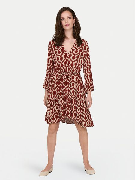 ONLY Sukienka codzienna Clemmentine 15320417 Bordowy Regular Fit. Czerwone sukienki damskie ONLY, na co dzień, s, bez wzorów, z wiskozy, bez kołnierzyka, bez ramiączek, proste. Za 79.99 zł.