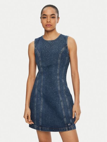 Tommy Jeans Sukienka jeansowa DW0DW19793 Niebieski Slim Fit. Niebieskie sukienki damskie Tommy Jeans, s, bez wzorów, z bawełny, bez kołnierzyka, bez ramiączek. Za 329.99 zł.