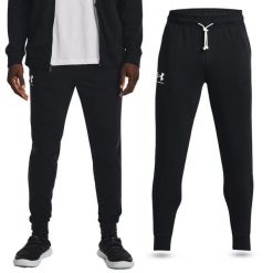 Spodnie dresowe męskie UNDER ARMOUR Rival Terry joggery. Czarne buty sportowe męskie Under Armour, m, bez wzorów, z dresówki, na fitness i siłownię. Za 165.00 zł.