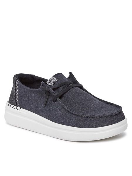 Hey Dude Półbuty Wendy Rise 40074 Czarny. Czarne półbuty damskie Hey dude, bez wzorów, z materiału, bez obcasa, na płaskiej podeszwie, bez zapięcia. Za 209.99 zł.