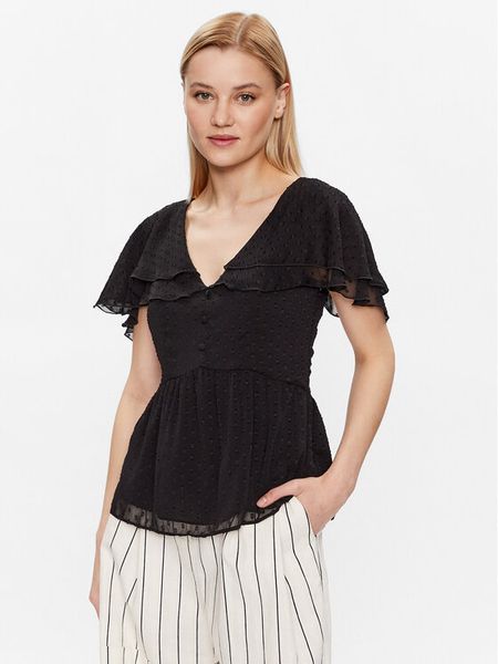 NAF NAF Bluzka Halbala XENC40 Czarny Regular Fit. Czarne bluzki damskie NAF NAF, bez wzorów, z syntetyku, bez kołnierzyka, bez ramiączek. Za 169.99 zł.