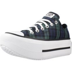 Buty CONVERSE CHUCK TAYLOR ALL STAR LIFT DOUBLE STACK PLATFORM PLAID Zielony. Zielone obuwie trekkingowe damskie Converse, z tkaniny, bez zapięcia. Za 426.56 zł.