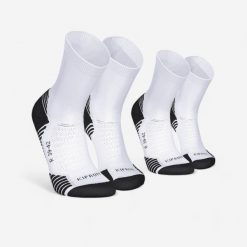Skarpetki do biegania Kiprun Run 500 wysokie grube 2 pary. Białe skarpetki damskie KIPRUN, bez wzorów, z dzianiny. Za 34.99 zł.