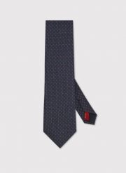 PAKO LORENTE - Jedwabny granatowy krawat mikrowzór. Niebieskie krawaty i muchy Pako Lorente, bez wzorów, z jedwabiu, młodzieżowe. Za 149.99 zł.