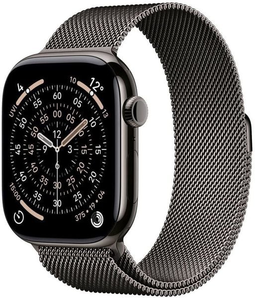 Smartwatch Apple Watch 11 GPS + Cellular 46mm Slate Titanium Milanese Loop M/L Grafitowy (MFD44ZR/A). Szare zegarki smartwatch Apple, bez wzorów. Za 3,721.99 zł.