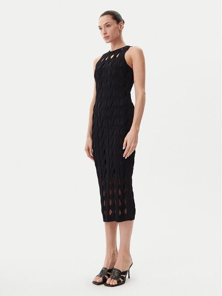 PINKO Sukienka dzianinowa Allan 105190 A2LW Czarny Regular Fit. Czarne sukienki damskie Pinko, xl, bez wzorów, z dzianiny, bez kołnierzyka, bez ramiączek. Za 769.99 zł.