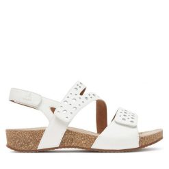 Sandały Josef Seibel. Białe sandały damskie Josef Seibel, bez wzorów, bez obcasa, na płaskiej podeszwie, bez zapięcia. Za 279.99 zł.