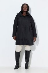 Damskie Płaszcz z sympateksu wodoodporny stójka kieszenie zapinane na zamek. Czarne płaszcze damskie Ulla Popken, plus size, bez wzorów, z materiału, bez kołnierzyka, z kapturem. Za 1,399.99 zł.