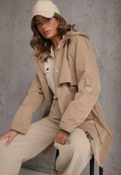 Brązowa Kurtka Przejściowa Typu Parka z Odpinanym Kapturem Ozdobiona Sznurkami Fallaiah. Brązowe kurtki damskie Renee, m, bez wzorów. Za 189.99 zł.