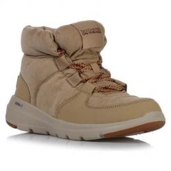 Buty do chodzenia damskie Skechers Glacial Ultra-trend. Brązowe obuwie sportowe damskie Skechers, bez wzorów, z materiału, bez zapięcia, trekkingowe. Za 381.00 zł.