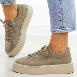 Taupe skórzane półbuty damskie Filippo Dp6119/25. Brązowe półbuty damskie Filippo, na jesień, bez wzorów, z jeansu, eleganckie, bez obcasa, na platformie, bez zapięcia. Za 249.00 zł.