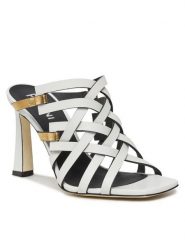 Pollini Klapki SA28049C1ITC210A Biały. Białe klapki damskie Pollini, bez wzorów, ze skóry, bez obcasa, bez zapięcia. Za 1,829.00 zł.