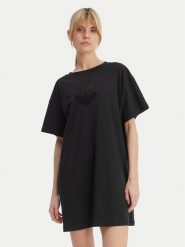 Emporio Armani Sukienka codzienna EW004078 AF20244 UC001 Czarny Regular Fit. Czarne sukienki damskie Emporio Armani, na co dzień, s, bez wzorów, z bawełny, bez kołnierzyka, bez ramiączek, proste. Za 358.99 zł.