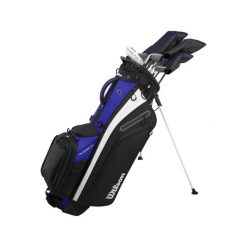 Zestaw golfowy Wilson Golf Stiff. Czarne swetry męskie Wilson, l, bez wzorów, z materiału, sportowe, bez kołnierzyka, bez ramiączek. Za 3,451.20 zł.