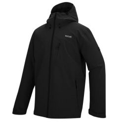 Męska wodoodporna kurtka z kapturem Oklarna. Czarne kurtki męskie Regatta, m, bez wzorów, z poliesteru, sportowe, z kapturem. Za 429.99 zł.