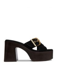 Guess Jeans Klapki CEO-JD421-3 Czarny. Czarne klapki damskie Guess Jeans, z aplikacjami, z jeansu, bez obcasa, bez zapięcia. Za 329.99 zł.