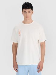 4F T-shirt oversize z nadrukiem męski - biały XXL. Białe t-shirty męskie 4F, m, bez wzorów, z bawełny, bez kołnierzyka, bez ramiączek. W wyprzedaży za 59.99 zł.