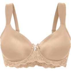 Biustonosz usztywniany bonprix cielisty. Brązowe biustonosze bonprix, bez wzorów. Za 54.99 zł.