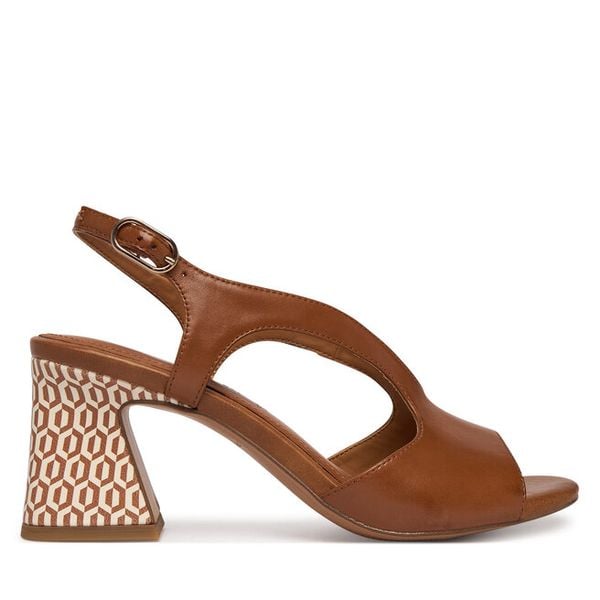 Sandały Tamaris. Brązowe sandały damskie Tamaris, bez wzorów, bez obcasa, na słupku, bez zapięcia. Za 274.99 zł.