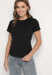 Czarny Klasyczny T-shirt z Bawełny Lorali. Czarne t-shirty damskie Born2be, m, bez wzorów, z bawełny, klasyczne, bez kołnierzyka, bez ramiączek. Za 29.99 zł.