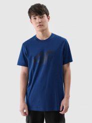 4F T-shirt regular z nadrukiem męski - turkusowy XXL. Niebieskie t-shirty męskie 4F, m, bez wzorów, z bawełny, bez kołnierzyka, bez ramiączek. Za 59.99 zł.