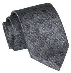 Męski Krawat Angelo di Monti - Grafitowy, Groszki. Szare krawaty i muchy Angelo di Monti, bez wzorów, z tkaniny, eleganckie. Za 45.00 zł.