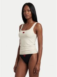 HUGO Top 50557181 Beżowy Regular Fit. Brązowe topy damskie Hugo, xs, bez wzorów, z syntetyku, bez kołnierzyka, bez ramiączek. Za 199.99 zł.